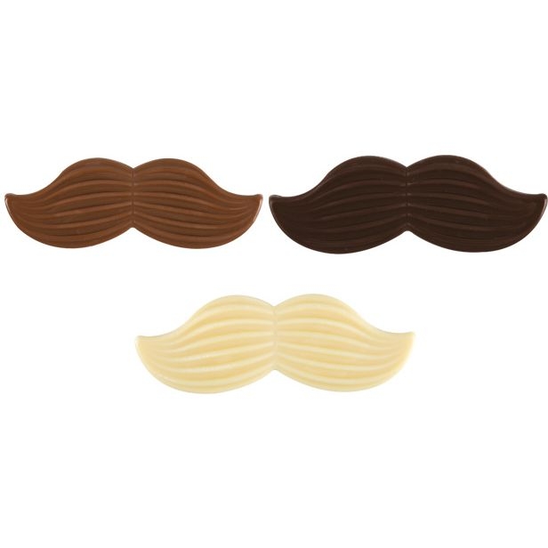 3 Moustaches (5 cm) - Chocolat Noir / Lait / Blanc 