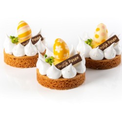 4 Petits Oeufs 3D Rose / Jaune (3, 8 cm) - Chocolat Blanc. n1