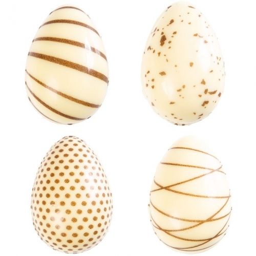 4 Petits Oeufs 3D Motifs (3, 8 cm) - Chocolat Blanc 
