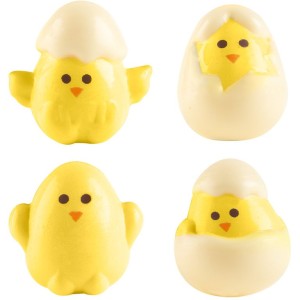 4 Petits Poussins 3D (3,5 cm) - Chocolat Blanc