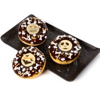 4 Mini Disques Happy Halloween ( 3,8 cm) - Chocolat Blanc