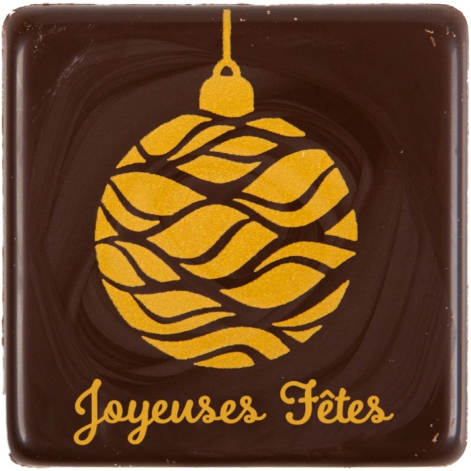 2 Carrs Joyeuses Ftes Boule de Nol (3, 8 cm) - Chocolat Noir 