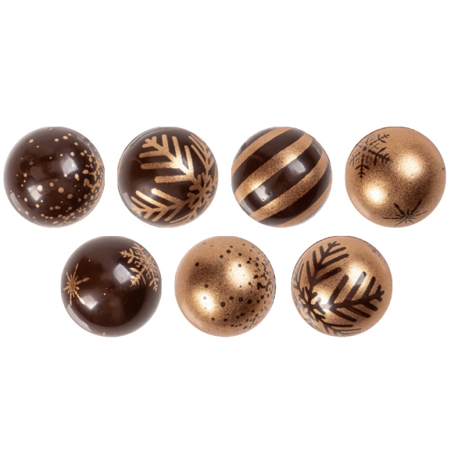 8 Boules de Nol  Bronze  2, 8 cm - Chocolat Noir 