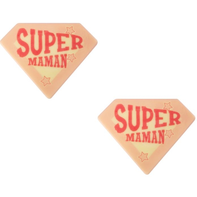 2 Dcors Super Maman (4, 5 cm) - Chocolat Blanc 