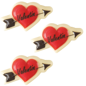 3 Coeurs avec Flche St Valentin (5 cm) - Chocolat Blanc