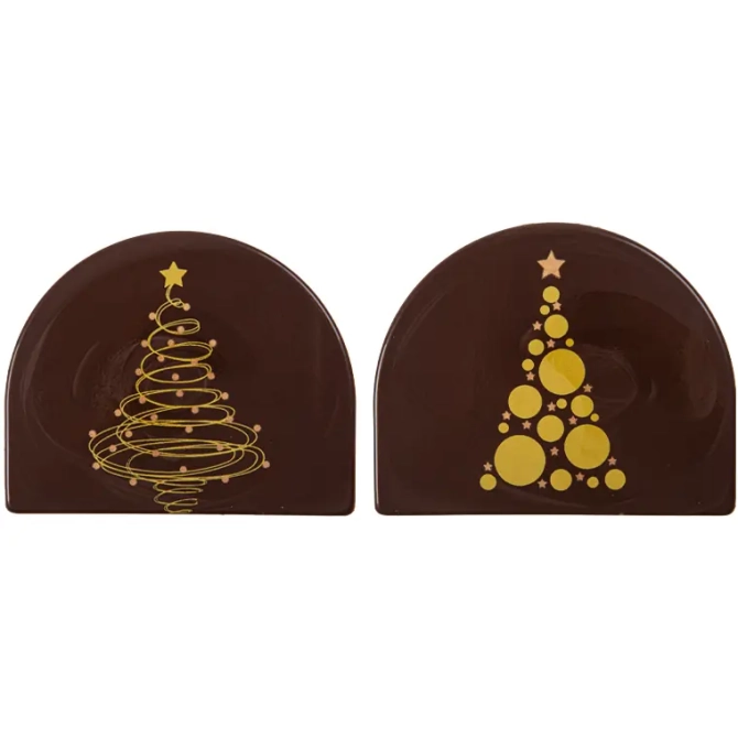 2 Embouts de Sapin Or 8 cm - Chocolat 