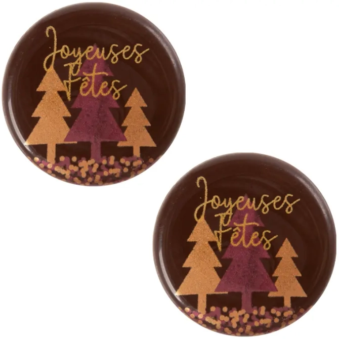 2 Mini Disques Sapins de Nol  ( 3, 8) - Chocolat Noir 