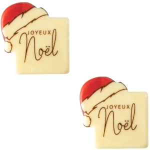 2 Petites Plaquettes Bonnet de Nol (3,5 cm) - Chocolat Blanc