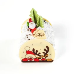 2 Petites Plaquettes Bonnet de Nol (3, 5 cm) - Chocolat Blanc. n1