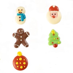 Assortiment de 5 Dcors de Nol - Chocolat Blanc