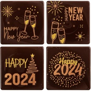 3 Plaquettes Happy 2024 (5 cm) - Chocolat