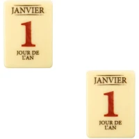 2 Plaquettes Calendrier Jour de L'An (5 cm) - Chocolat Blanc