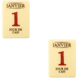 2 Plaquettes Calendrier Jour de L'An (5 cm) - Chocolat Blanc