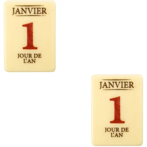 2 Plaquettes Calendrier Jour de L An (5 cm) - Chocolat Blanc 