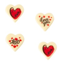 4 Coeurs Love (3 cm) - Chocolat Blanc