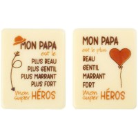 1 Plaquette Mon Papa est ... (5 cm) - Chocolat Blanc Coeur