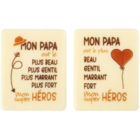 1 Plaquette Mon Papa est ... (5 cm) - Chocolat Blanc Chapeau