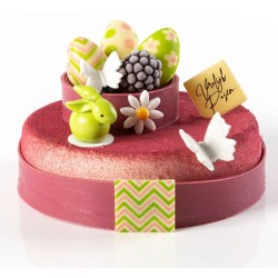 3 Oeufs 3D Vert / Rose (3, 8 cm) - Chocolat Blanc. n1