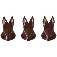3 Ttes de Lapin Origami (4,5 cm) - Chocolat Noir