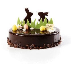 2 Lapins sur Pics (10 cm) avec Herbe (12 cm) - Chocolat Noir. n2