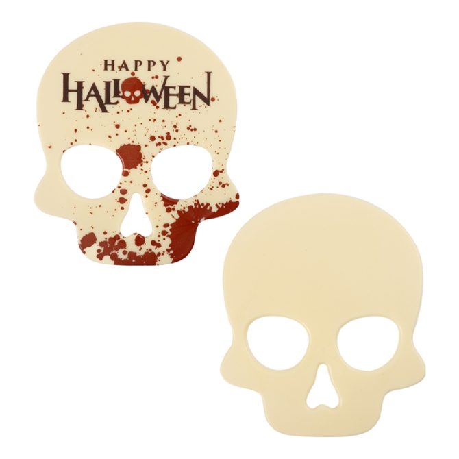 1 Grand Crâne Happy Halloween (13, 5 cm) - Chocolat Blanc 