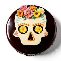 1 Grand Crâne Happy Halloween (13, 5 cm) - Chocolat Blanc. n°1