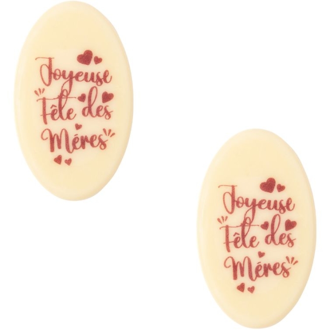 2 Plaquettes Joyeuse Fte des Mres 4, 8 cm - Chocolat Blanc 