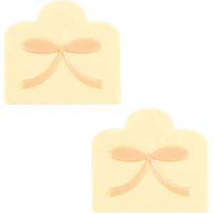 2 Embouts de Bûche avec Noeud Rose (9 cm) – Chocolat Blanc