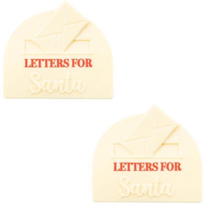 2 Embouts de Bûche Boîtes aux Lettres “Letters for Santa” (8 cm) – Chocolat Blanc