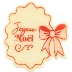 4 Plaquettes Noeud Rose Joyeux Noël (4 cm) – Chocolat Blanc. n°1