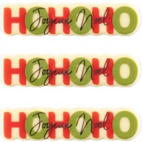 3 Plaquettes HoHoHo Joyeux Nol (8 cm)  Chocolat Blanc