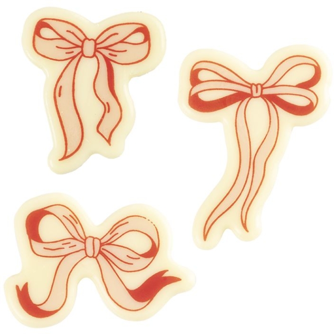 Assortiment de 3 Plaquettes avec Noeud Rose  Chocolat Blanc 