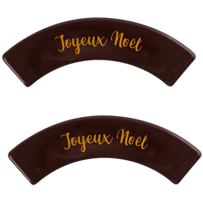 2 Plaquettes courbes Joyeux Nol (9, 6 cm)  Chocolat Noir 