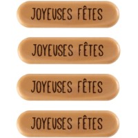 4 Plaquettes Joyeux Nol (5,5 cm)  Chocolat Blond