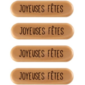4 Plaquettes Joyeux Nol (5,5 cm)  Chocolat Blond
