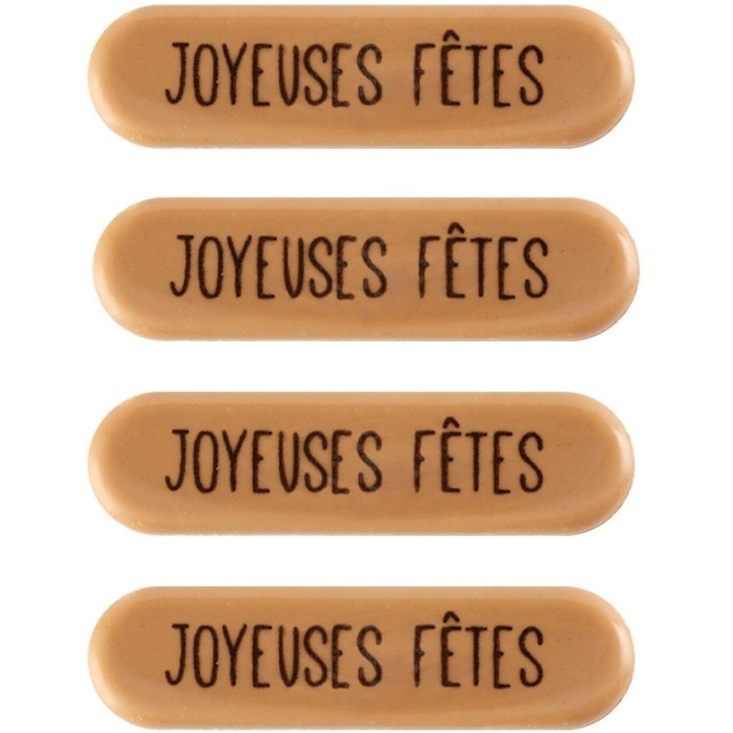 4 Plaquettes Joyeux Noël (5, 5 cm) – Chocolat Blond