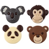 Assortiment de 4 Ttes d'Animaux (3 cm)  Chocolat