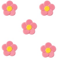 5 Petites Fleurs Rose et Jaune - Chocolat Blanc