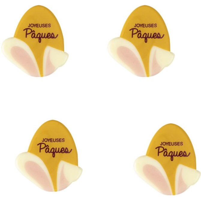 4 Oreilles de Lapin avec Oeuf Joyeuses P�ques � Chocolat Blanc 