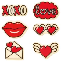 Set de 6 D�cors Saint-Valentin � Chocolat Blanc