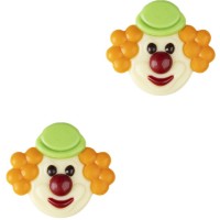 2 T�tes de Clown (4 cm) � Chocolat Blanc