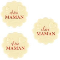 3 Fleurs Ch�re Maman (5 cm) � Chocolat Blanc