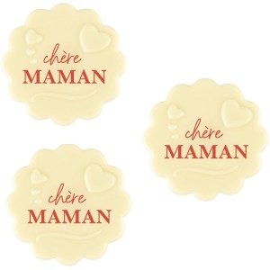 3 Fleurs Ch�re Maman (5 cm) � Chocolat Blanc