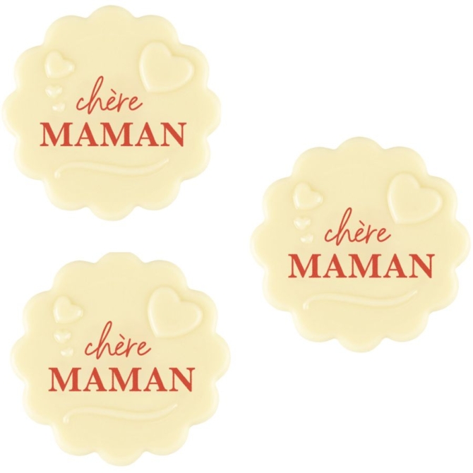 3 Fleurs Ch�re Maman (5 cm) � Chocolat Blanc 