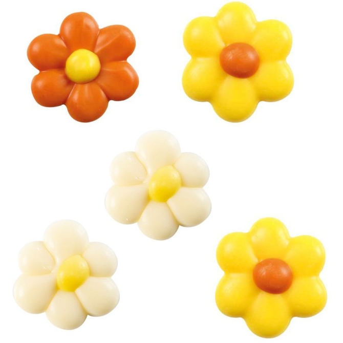5 Mini Fleurs (� 2 cm) � Chocolat Blanc 
