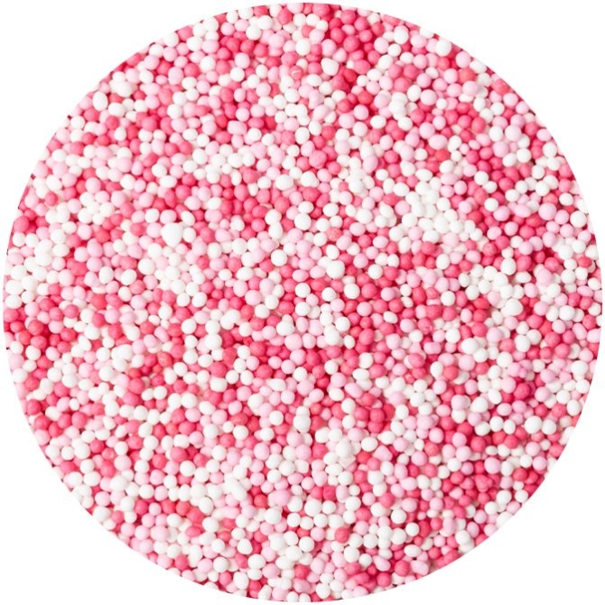 50g Nonpareils Fuchsia,  Rose et Blanc 