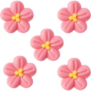 5 Mini Fleurs Rose (� 2 cm) � Chocolat Blanc