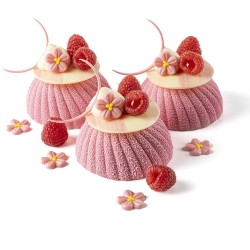 5 Mini Fleurs Rose (� 2 cm) � Chocolat Blanc. n�4