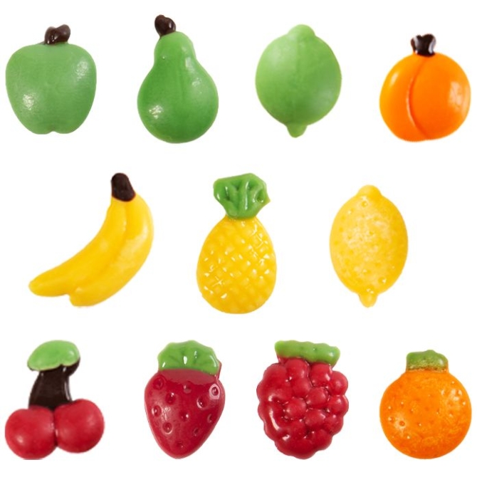 Assortiment de 12 Fruits (2, 5 cm) � Chocolat Blanc 