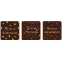 3 Carr�s Joyeux Anniversaire (5 cm) � Chocolat